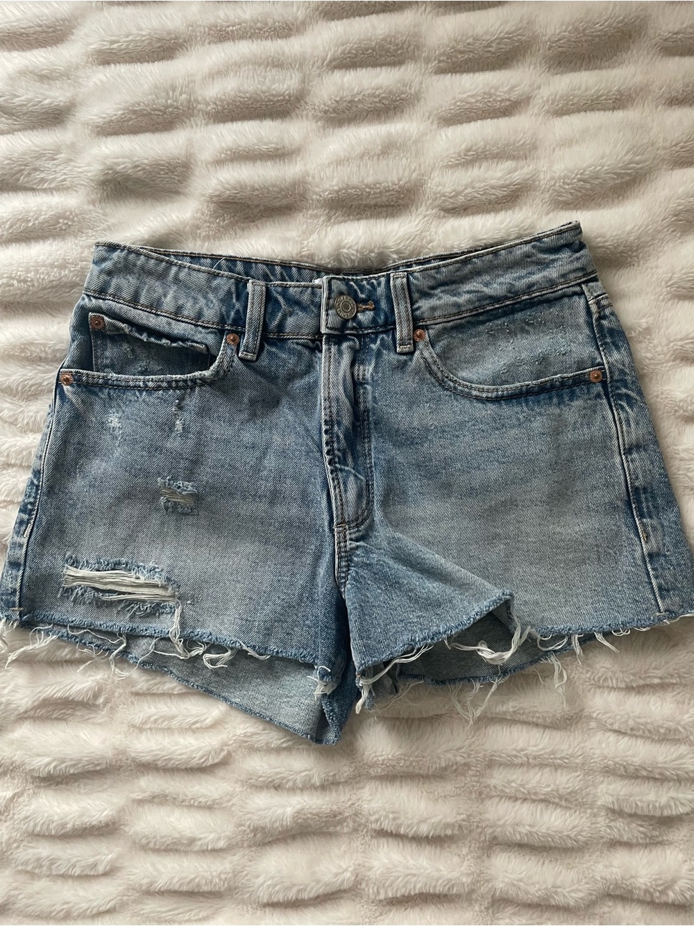 Garage Light Blue Distressed Denim Cutoff Shorts